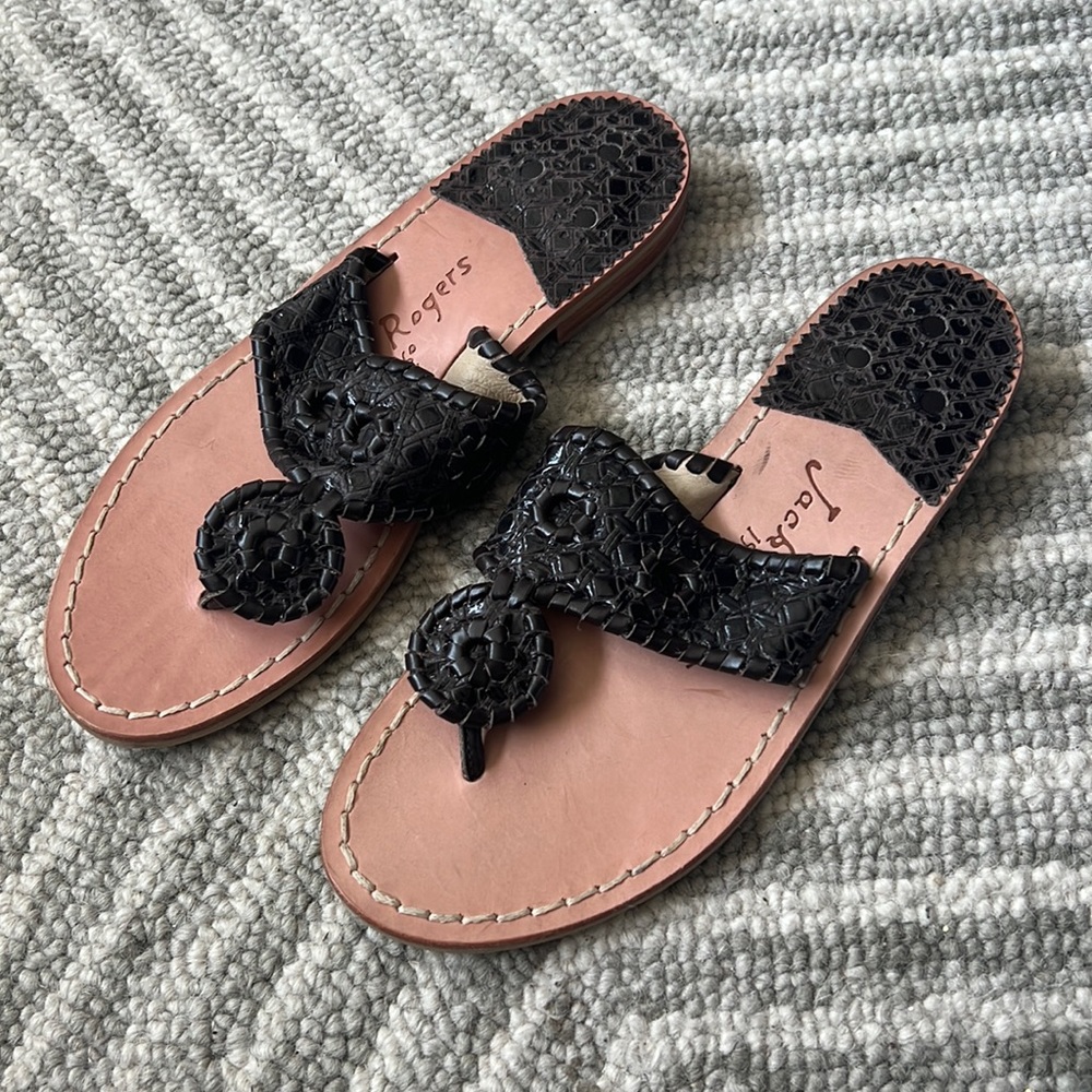 Jack Rogers brown croc sandals